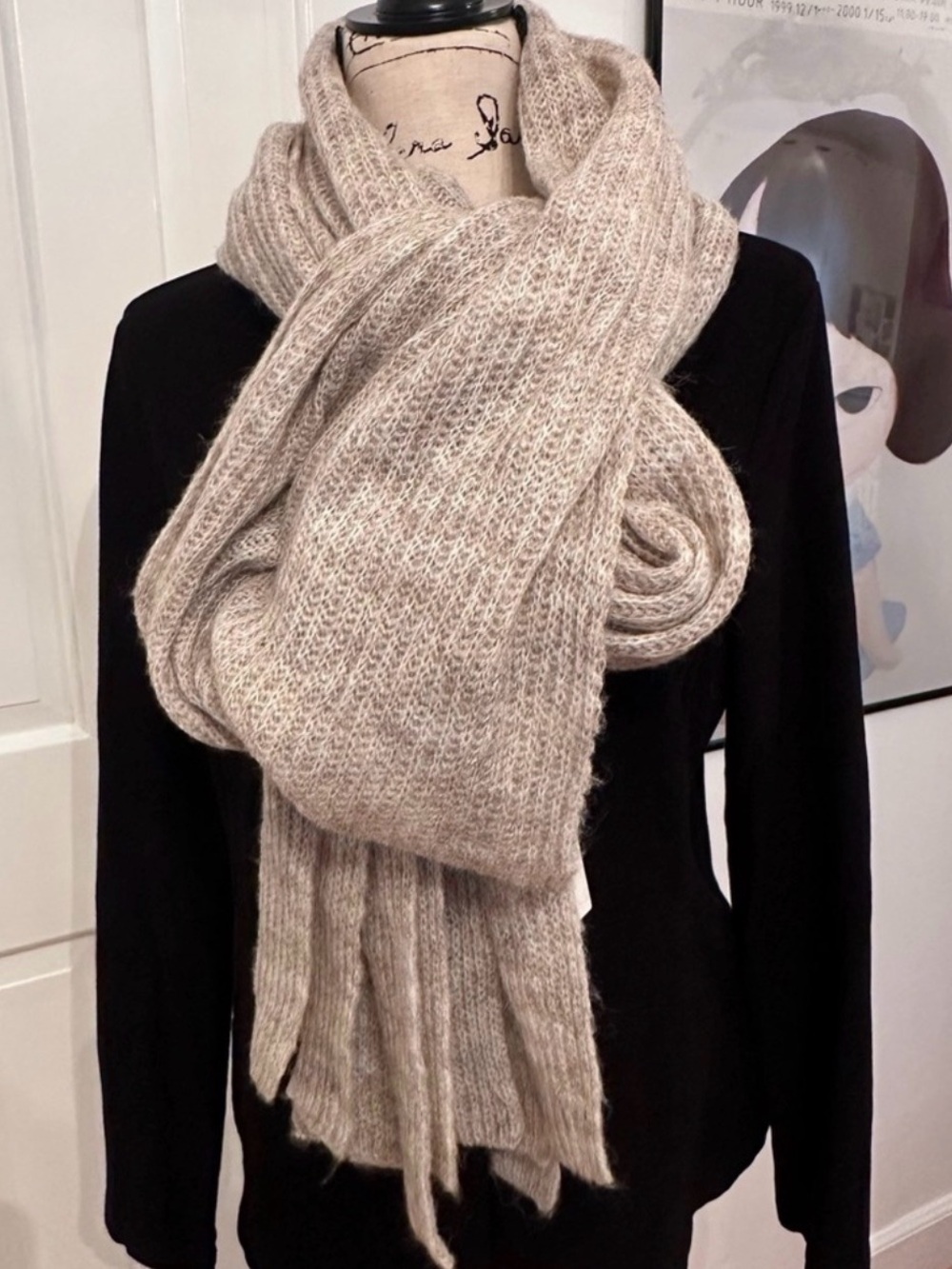 anthropologie beige knit oversized scarf